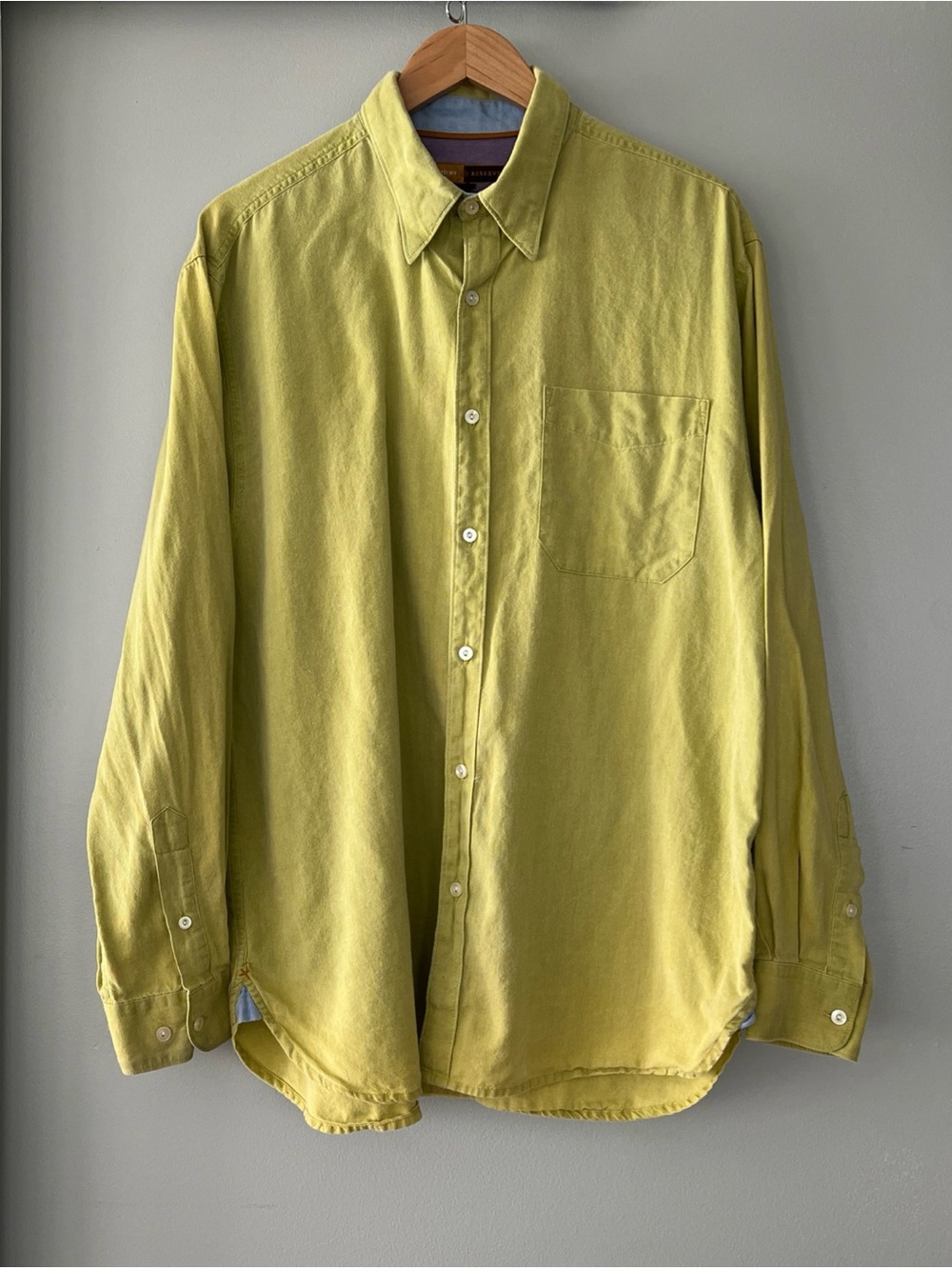 VTG 90s Territory Reserve 100% Cotton Button Up Shirt Green Hong Kong Men’s L